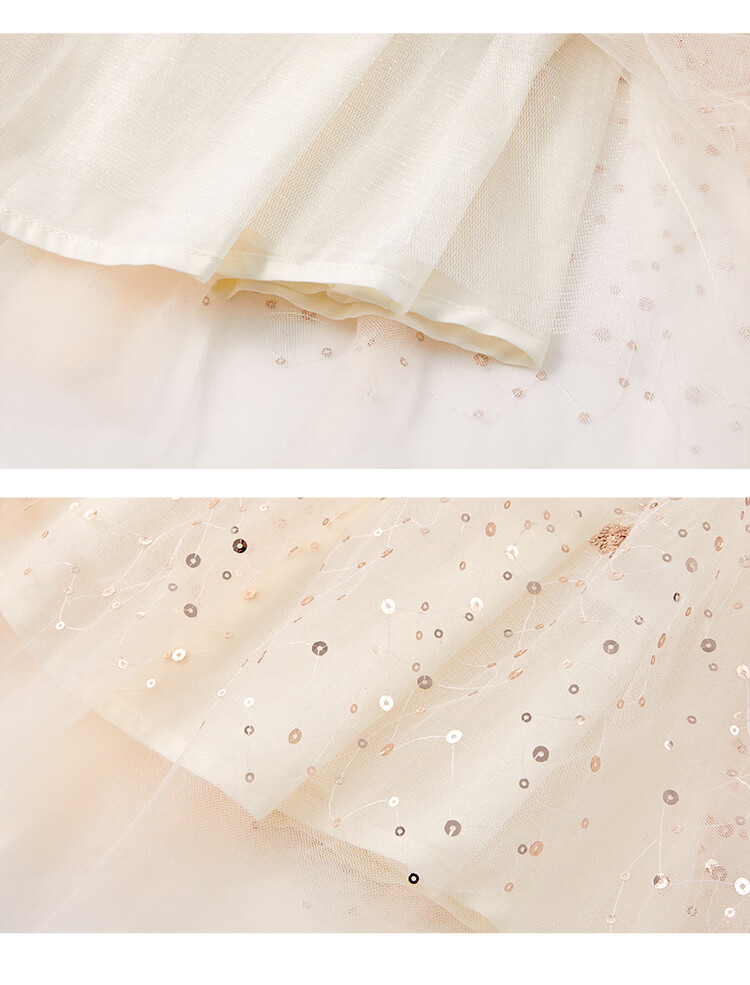 Disney Girls Princess Dress Children's Puffy Dress 2026 Summer New Sequin Short Sleeve Tulle Birthday Party Dress 16