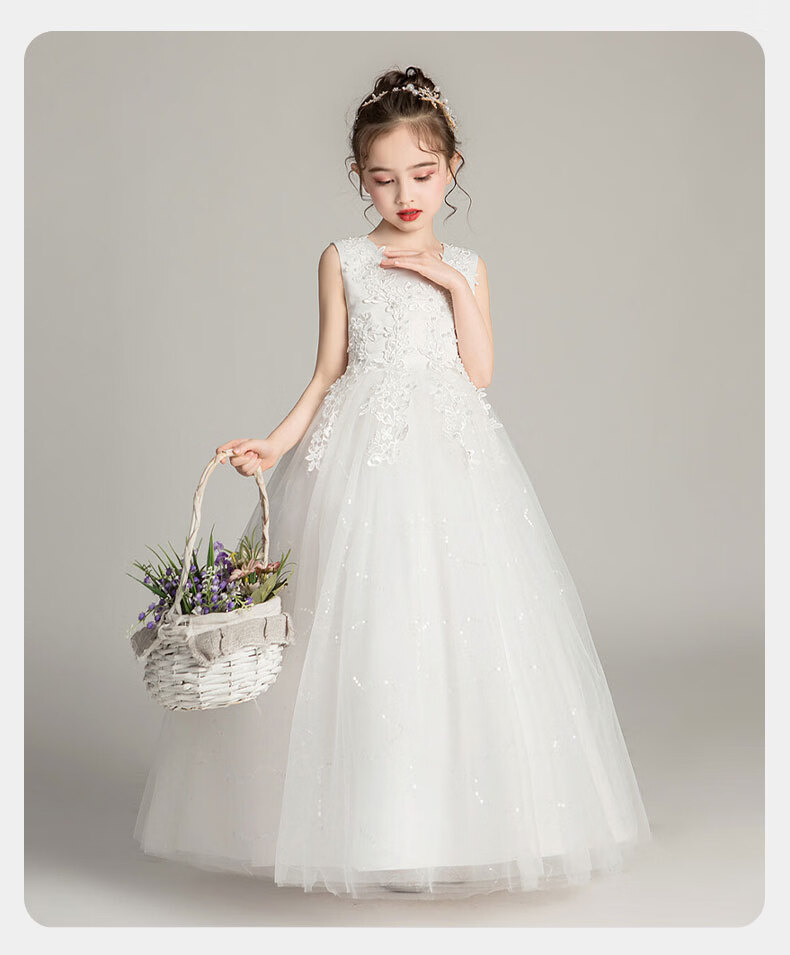 Carfit Girls Summer Princess Dress Puffy Dress Flower Girl Dress Stage Piano Performance Children's Day Navy Blue 170 9