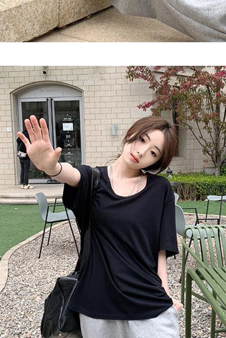 Langsha Lazy Style Short Sleeve T-Shirt for Women Spring Summer Slim Fit Casual Base Layer New Style 11