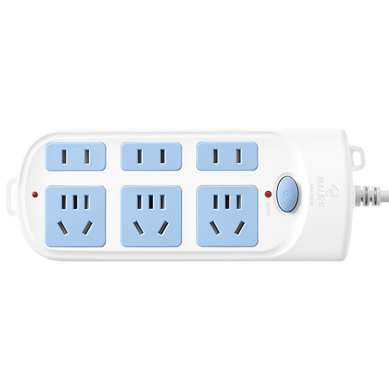BULL Power Strip/Extension Cord/Surge Protector GN-609, 6 Outlets with Master Switch, 3 Meters Long