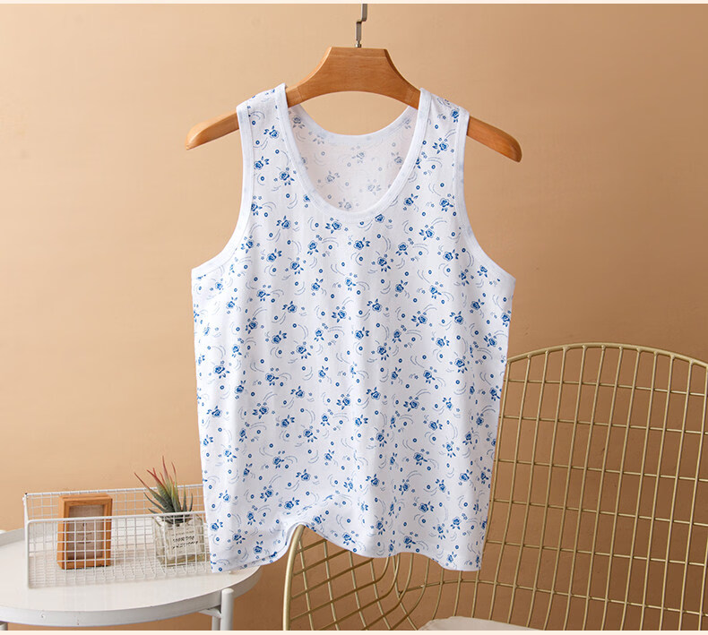 Borui Middle-Aged and Elderly Pure Cotton Vest Plus Size Loose Fit Summer Thin Undershirt for Moms 19