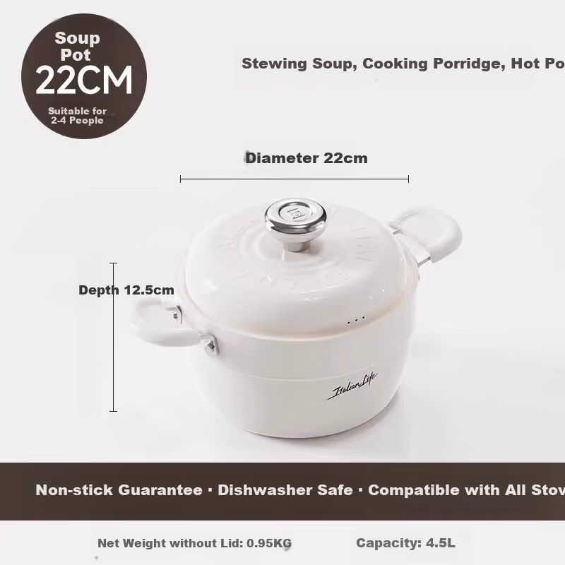Alluflon Aluflon 22cm Healthy 0-Fluorine Titanium Ceramic Non-Coated Soup Pot Milk Pot Stew Cooking Pot
