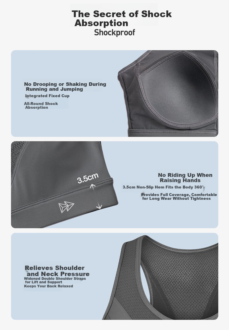YVETTE High-Impact Sports Bra Women Front Zipper Yoga Fitness Underwear E100666A08 8
