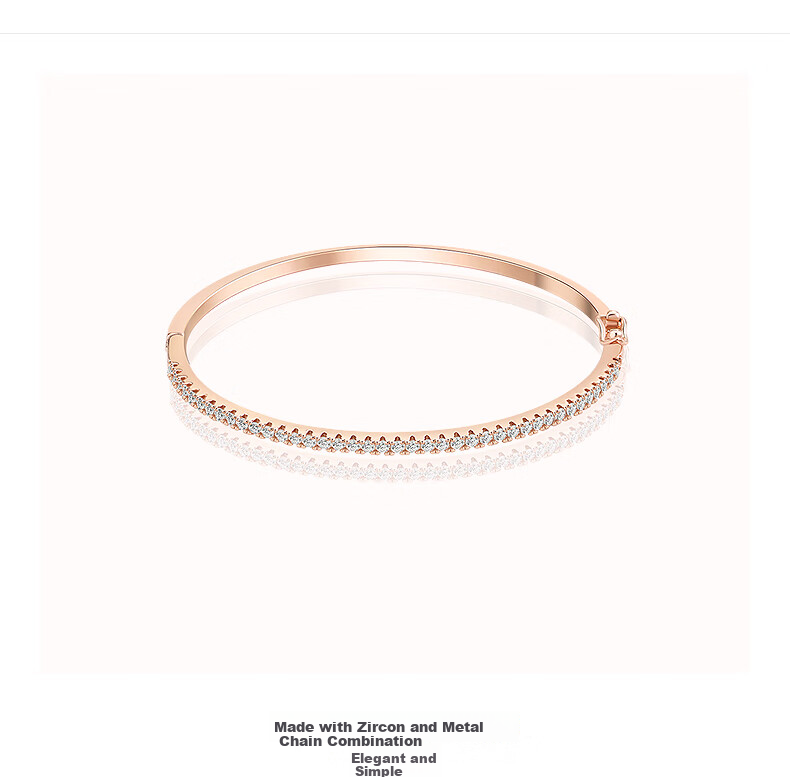 AJIDOU Fashion Simple Zircon Bracelet Bangle Jewelry Rose Gold Women's Day Gift for Girlfriend, Bestie, Wife 3
