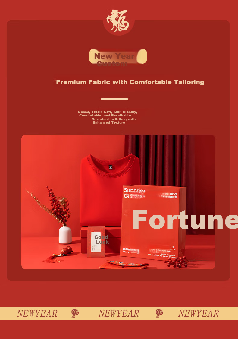 Baleno Red Fleece-Lined Warm Plus Size Long Sleeve Women's Sweatshirt 2026 Year of the Horse New Year Inner Wear Top for Women 3