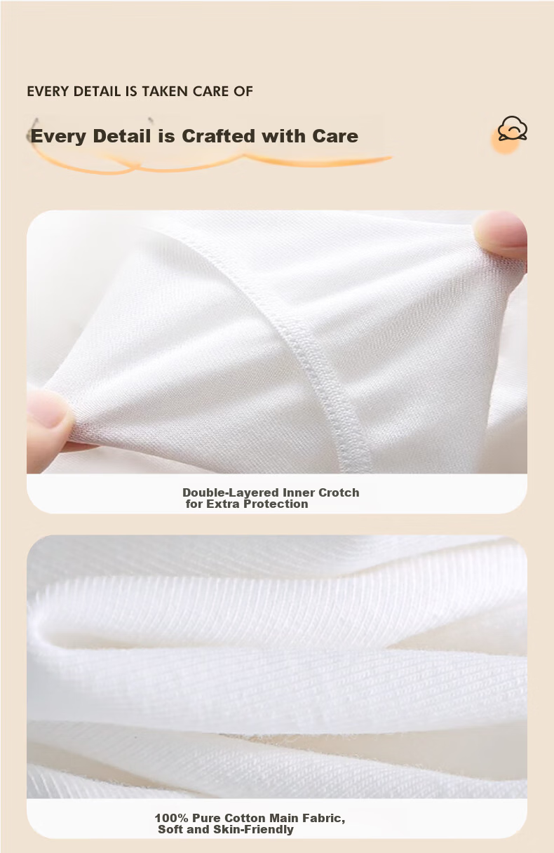 Baicaoyuan Disposable Cotton Women's EO Sterilized No-Wash Travel Maternity Menstrual Day-Use Underwear 5 Pieces 2XL 15