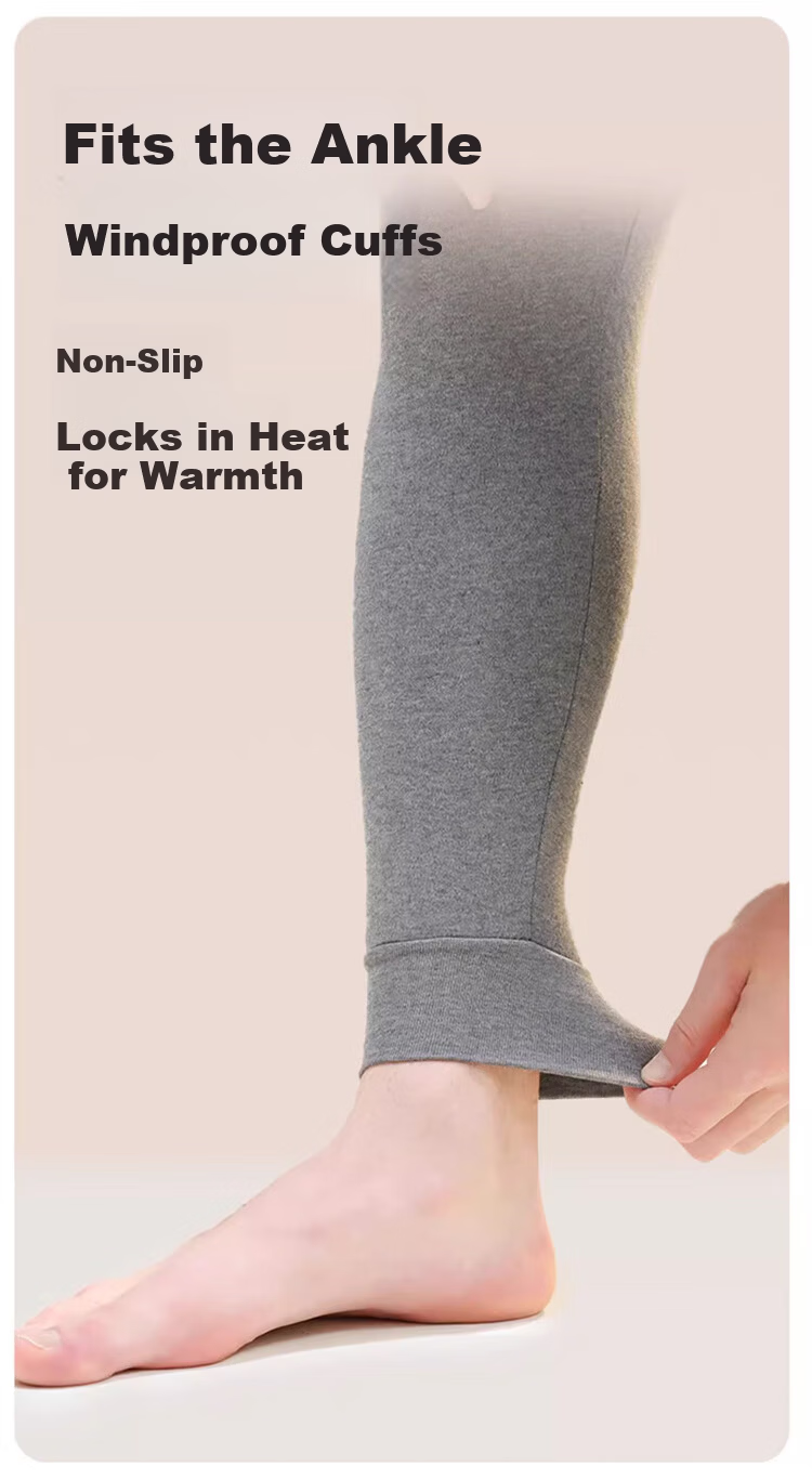 Yalu 100% Cotton Men's Thermal Underwear Set Anti-Mite Anti-Static Warm Autumn Winter Cotton Knit Top and Bottom 15