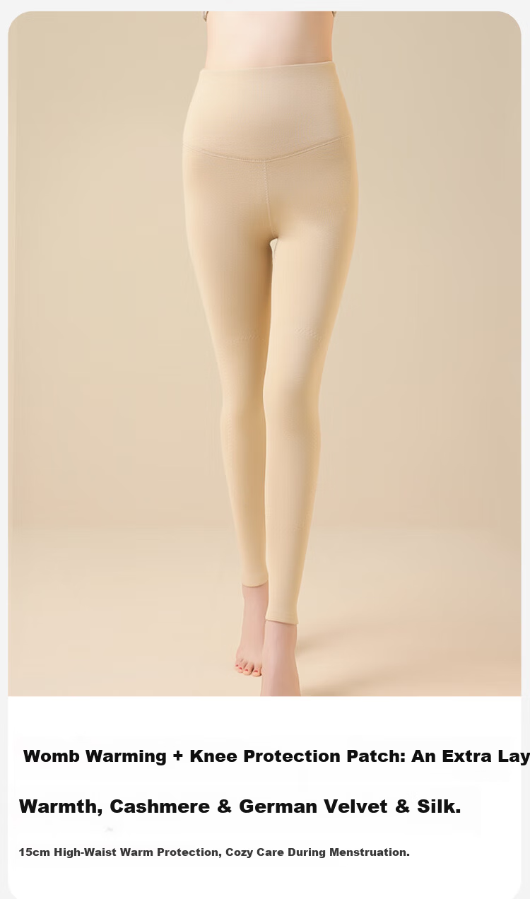 MiiOW [Stomach and Knee Protection] German Velvet High-Waist Thermal Pants for Women with Cashmere and Silk, Fleece-Lined Thickened Autumn Leggings 3XL 8
