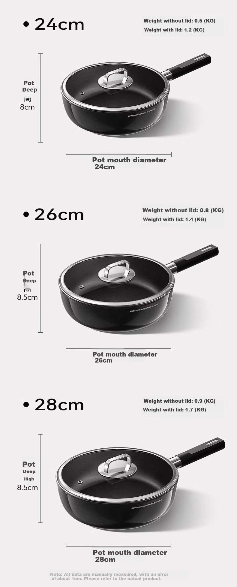 Royalstar Titanium Non-Coated Non-Stick Frying Pan 24cm Deep Skillet for Steak Compatible with Induction Cooker and Gas Stove Without Lid 5