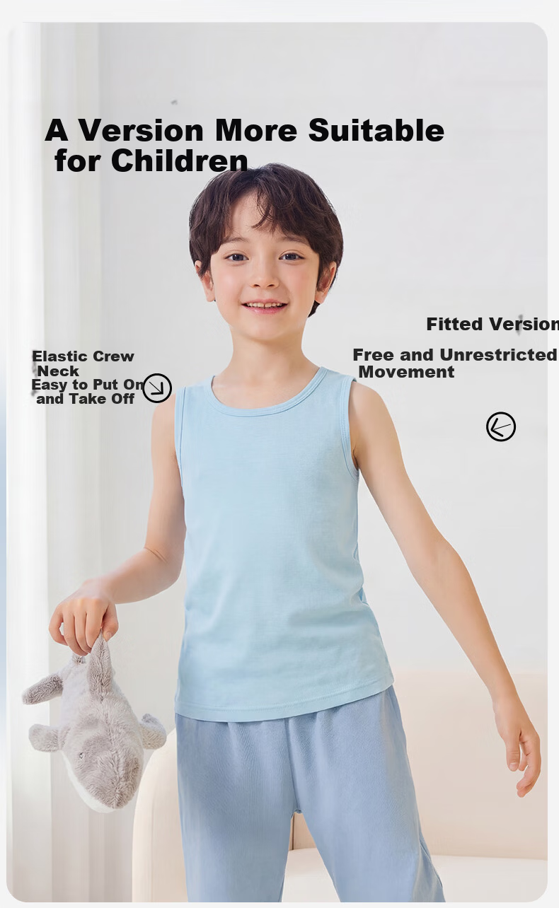 Dingguagua Boys' Breathable Pure Cotton A-Class Sleeveless Undershirt Tank Top Summer 3-Pack Style A Size 120 2