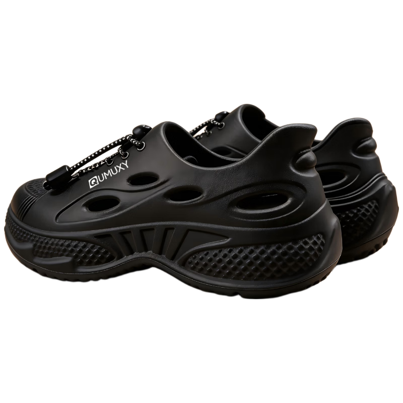 Qiumuxi Men's Summer Water Crossing Hollow Shoes EVA Non-Slip Thick Sole Outdoor Sports Beach Sandals