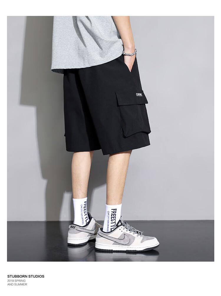 GLM Men's Summer Sports Loose Cargo Shorts with Large Pockets Casual Fashion Versatile Knee-Length Pants 11
