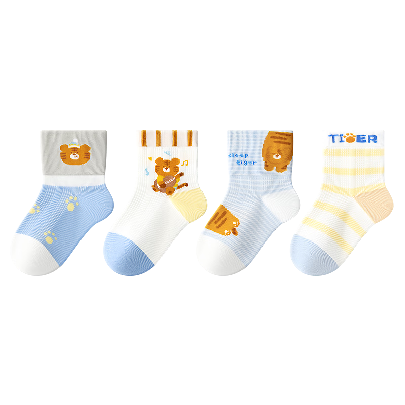 Baby Newborn Socks Spring Summer Thin Pure Cotton Class A Unisex Breathable Mesh Mid-Calf Socks for Kids