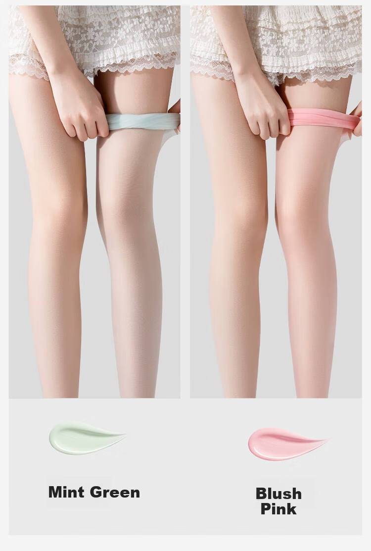 JOAE Women's 0D Ultra-Thin Summer Sheer Mint Green Mambo Skin-Enhancing Pantyhose Anti-Snag Sunscreen Bare-Leg Effect 6