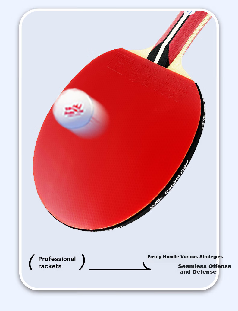 DOUBLE FISH Table Tennis Paddle King 8-Star Professional Competition Short and Long Handle Single Paddle Penhold and Shakehand Advanced 8-Star Shakehand Paddle 6