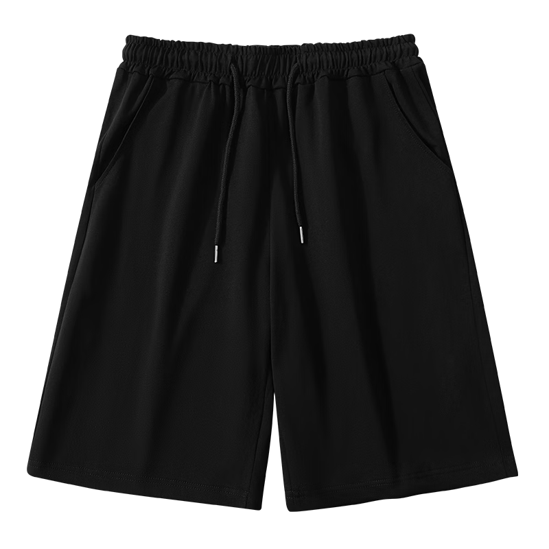 Baleno Men's Casual Summer Outdoor Sports Cotton Loose Black Five-Point Shorts