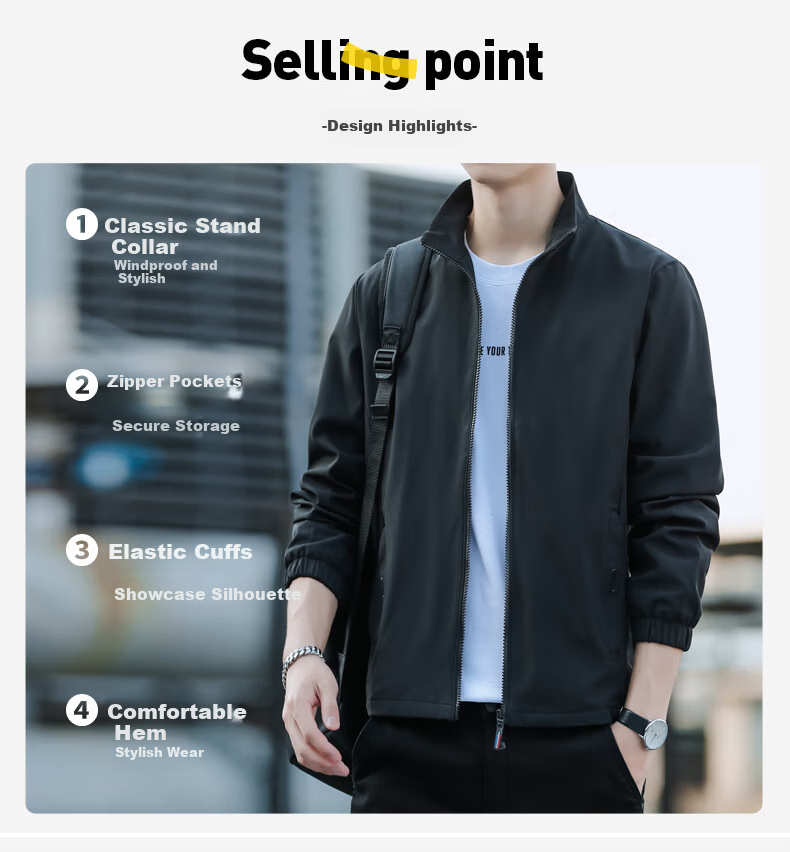 TUCANO [Windproof And Structured] Jacket for Men, Summer Business Loose Casual Sports Daily Trendy Solid Color Jacket, Black, Size M 8