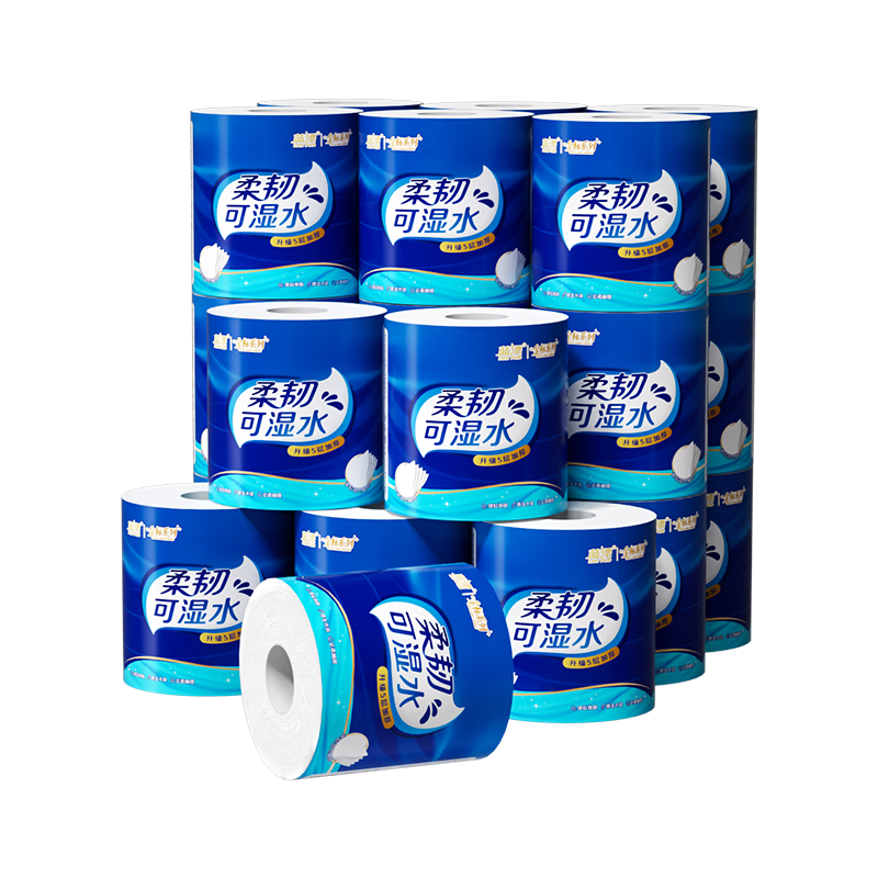 Lanpiao Core Roll Paper 5-Ply 130 Sheets * 24 Rolls Thickened High GSM Toilet Tissue Paper Full Box