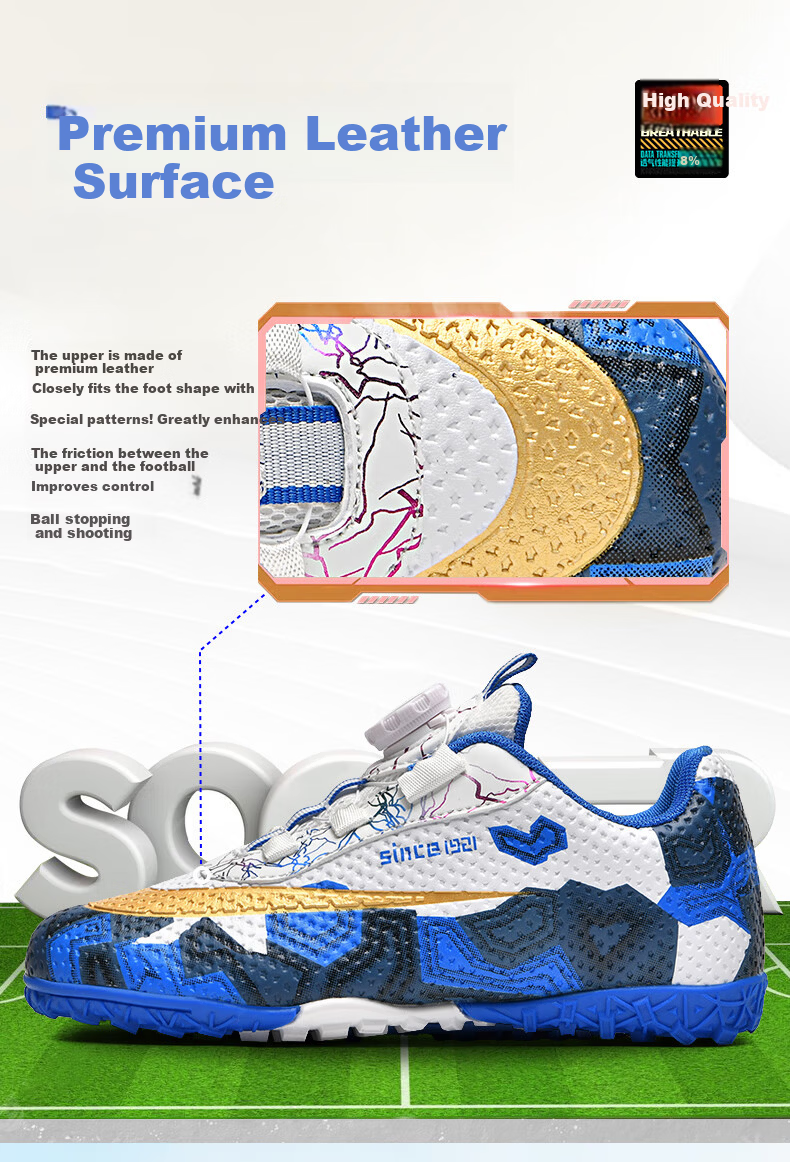 Shuangxing Kids Soccer Shoes Boys Girls Youth Students Knob New Year Match Training TF Turf Cleats White Red Size 39 11