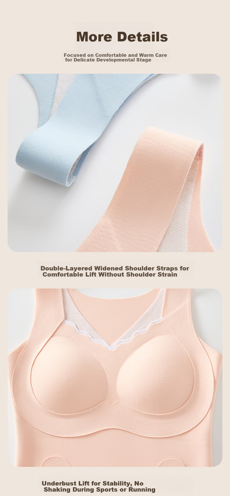 Tingmei Thermal Vest with Chest Pad for Adolescent Girls Wool and Silk Autumn Winter Blue L 16