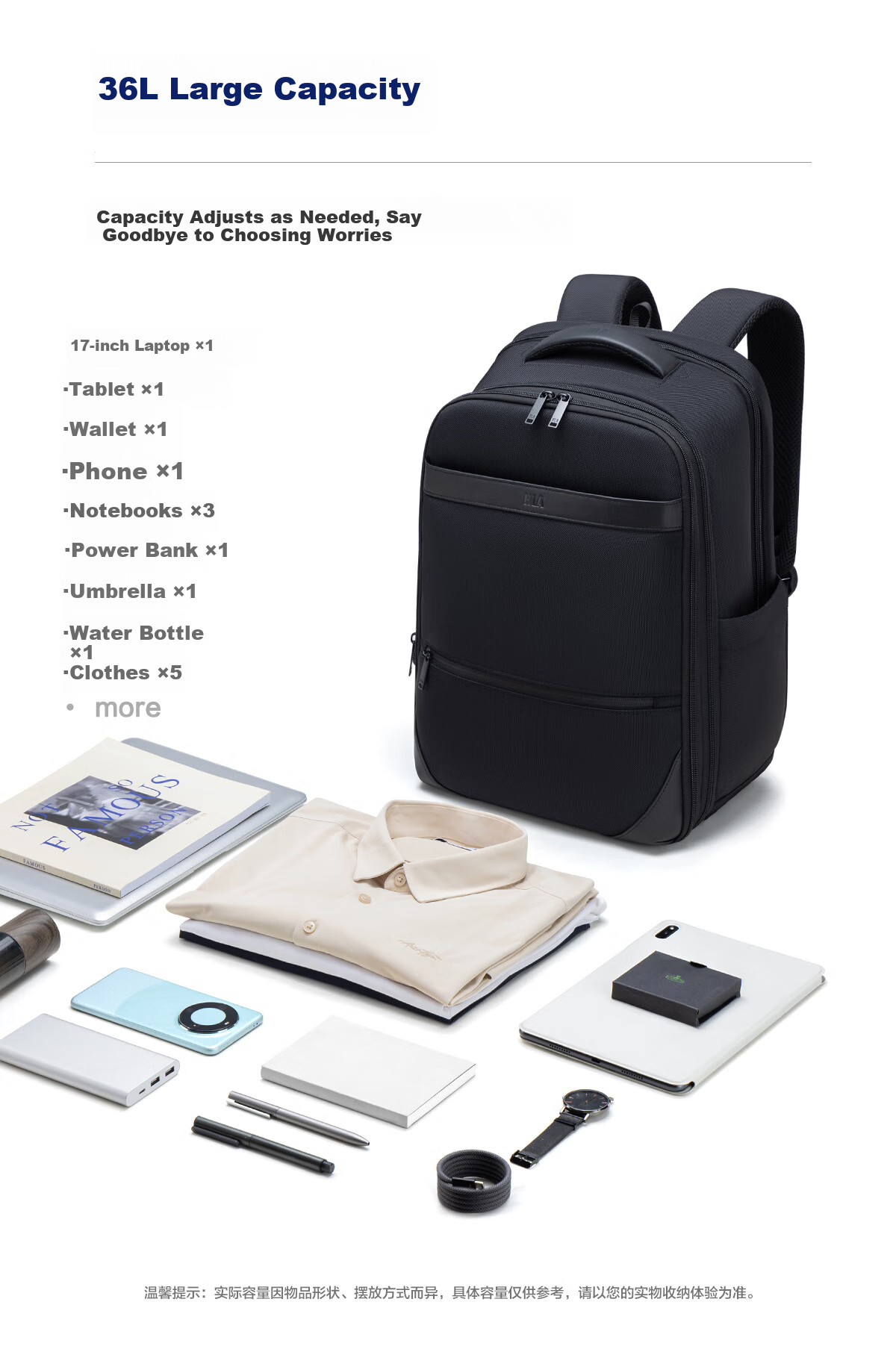 HLA Men's Large Capacity Backpack 2026 New Laptop Bag Business Travel Commuter Bag 2