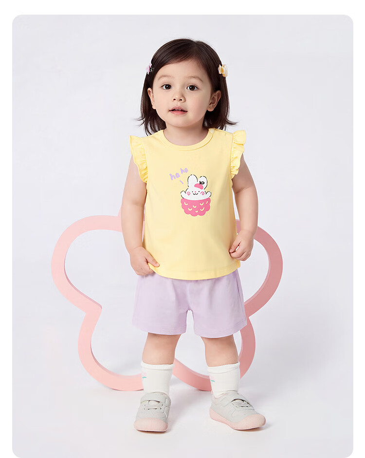 Balabala Baby Toddler Short Sleeve Set 2026 Summer Girls T-Shirt and Pants Two-Piece Children's Day Gift Sweet Girl 18