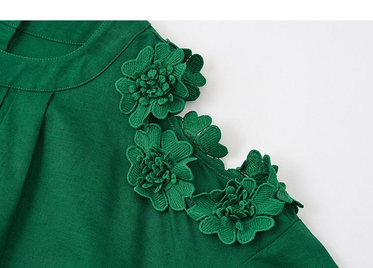 Demana [With Flax Cloud Cotton] Summer Elegant Hollow Lace Loose Slimming Concealing Dress for Women High-End Feel 16