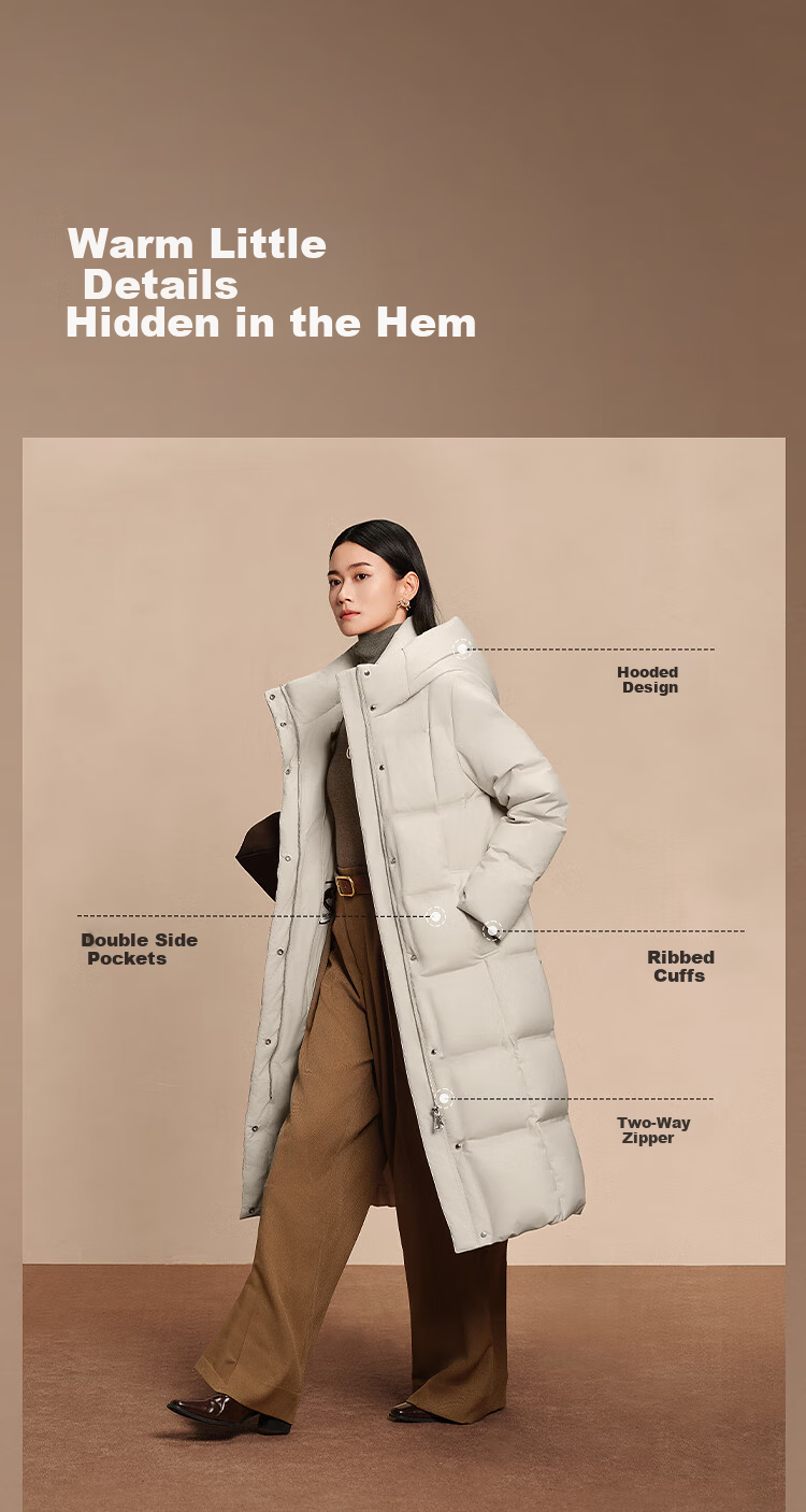 BOSIDENG Women's Winter Goose Down Long Hooded Business Warm Coat Hot Sale 14