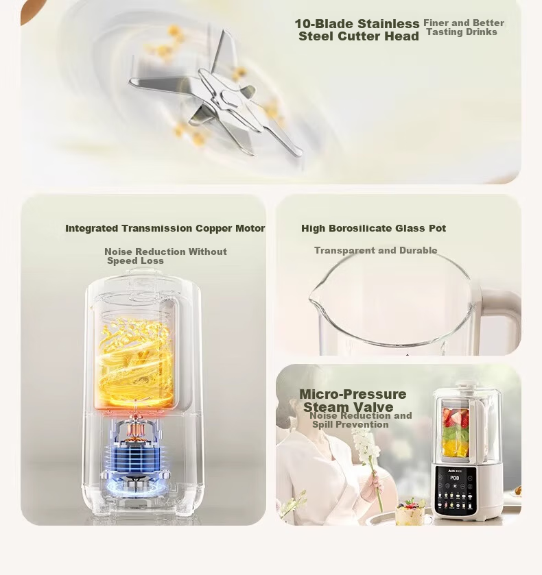 AUX 1.2L Titanium Blade Multifunctional Household Blender Soy Milk Maker Juicer 2025 New Model Small Grain Grinder Food Processor 4