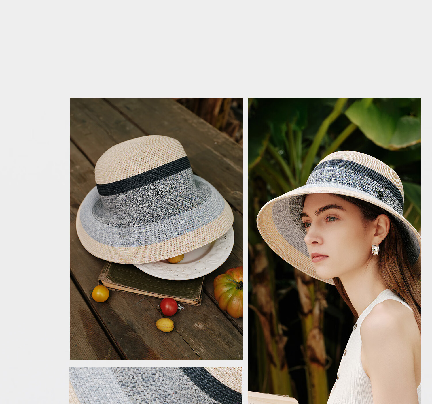 FANCET Women's Summer Straw Hat French Elegant Color-Block Wide Brim Sun Hat UV Protection Vacation Beach Hat 38