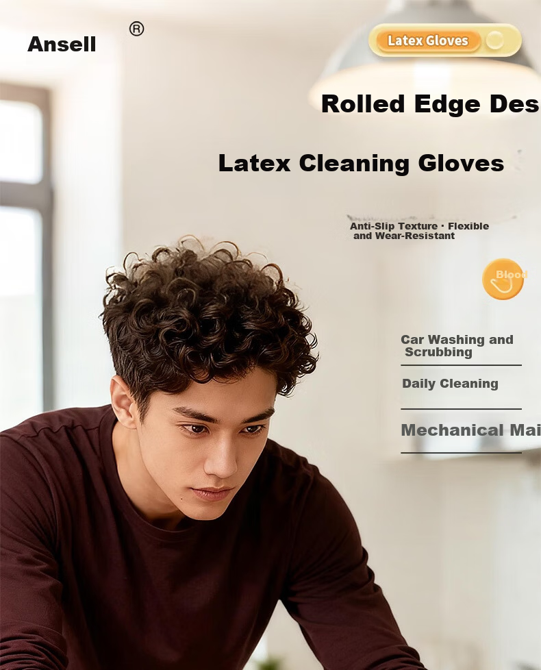 Ansairui Latex Cleaning Gloves, Cleaning Protective Rubber Gloves, Length 30cm, 1 Pair, 28702 1