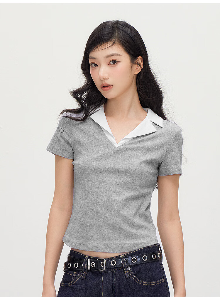 Semir Women's Summer Short Cool Color-Block Polo Shirt with Blazer Collar Slim Pullover 2026 Top 109326115006 7