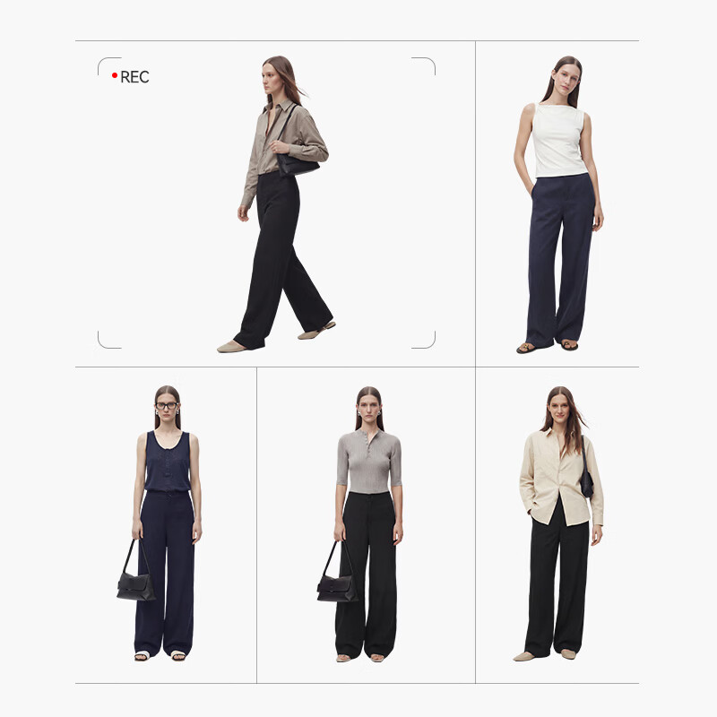 JD Jingzao Tencel Linen Wide-Leg Pants for Women Summer Thin Style Casual Straight Pants Navy Blue 2XL