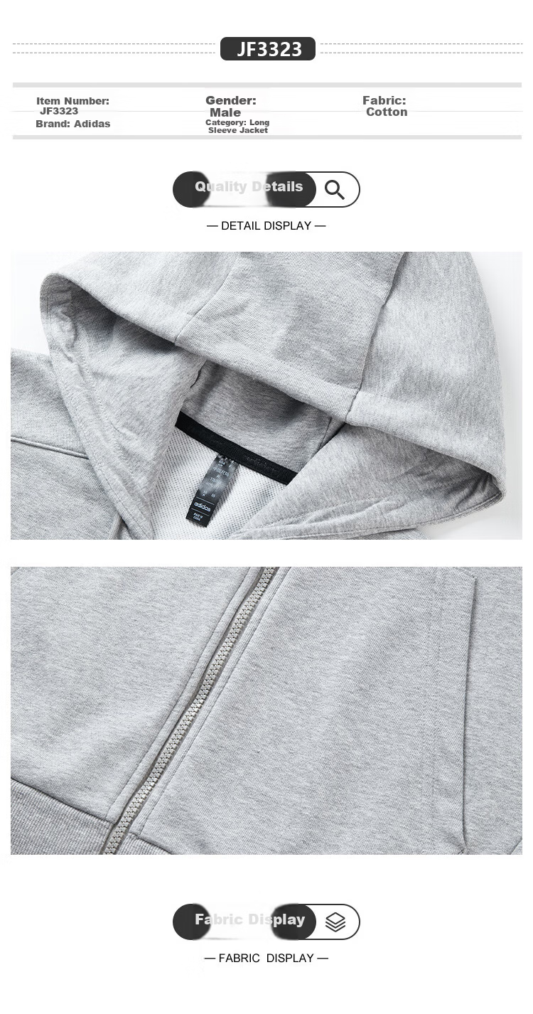 Adidas Men's Fashion Trendy Sports Outdoor Comfortable Knit Full-Zip Jacket JF3323 1