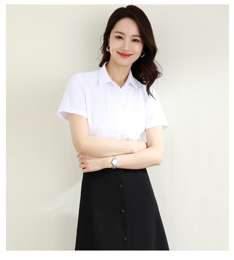 TUCANO Women's Short Sleeve Shirt Silk Modal Wrinkle-Resistant Non-Iron Business Formal Top White M 17