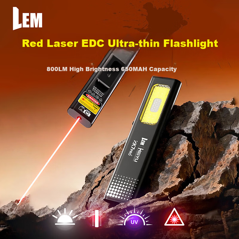 LEM Ultra-thin High Brightness Flashlight Small Portable Rechargeable Outdoor Hiking Mountaineering EDC Mini Magnetic Work Light