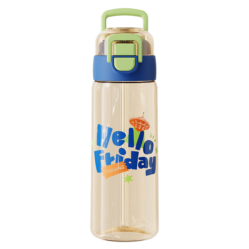 Fuguang Kids Straw Cup Girls Summer PPSU Plastic Water Bottle Dual Drinking Cup Student High-Value Large Capacity Sports Water Bottle