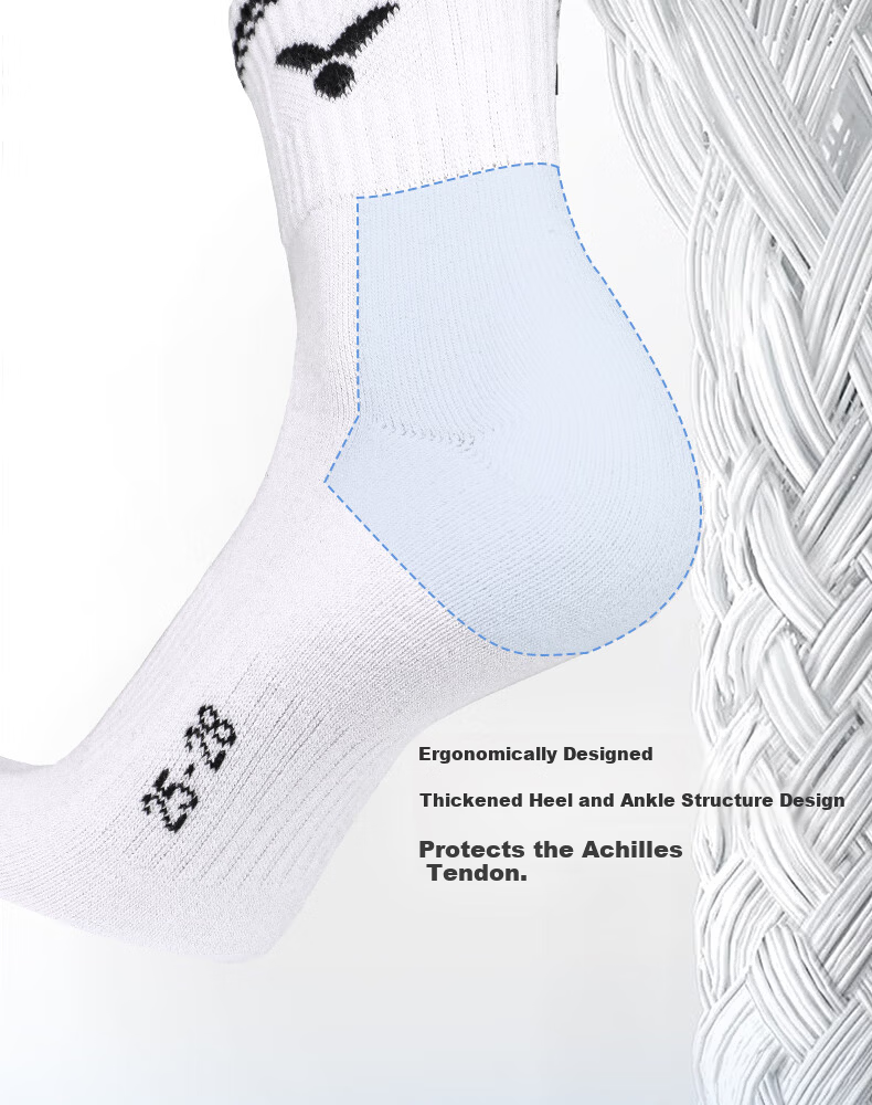 Victor Badminton Socks SK9402-3/AHC/L One Size Three Pairs White Gray Black 13