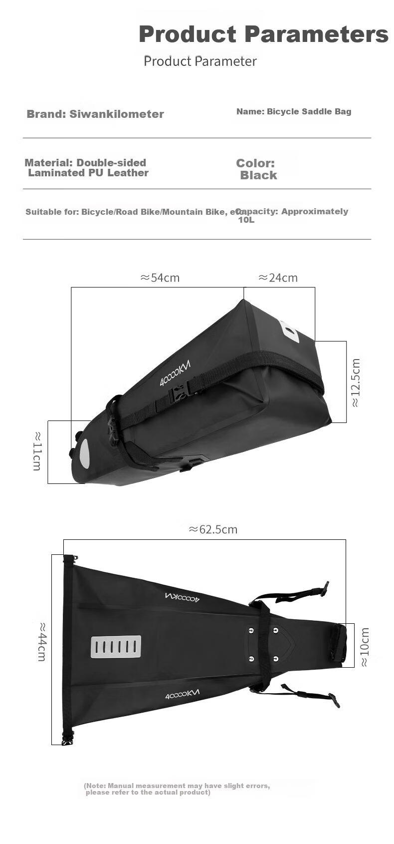 40,000km Bicycle Tail Bag Multifunctional Large Capacity Waterproof Saddle Rear Bag 10