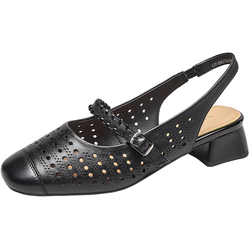 Eierkang Women's Sheepskin Mules Breathable Sandals Vacation Slip-On Large Size Leather Shoes 27625W Black 41