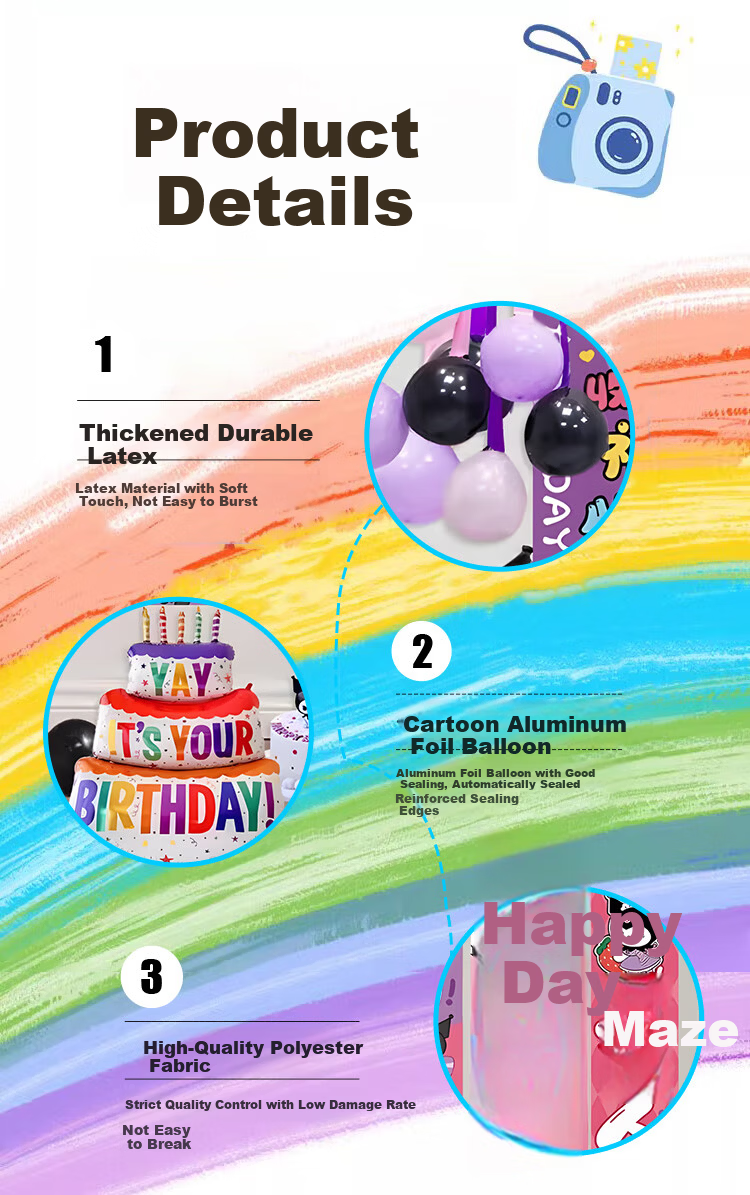 Yuanhui Kuromi Themed Birthday Celebration, Ceremonial Atmosphere for Children's Birthday Party, Balloon Streamers And Backdrop Decorations 5