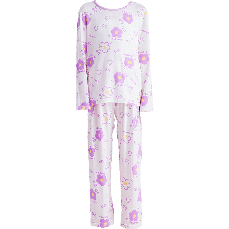 DEESHA [Ice Silk Smooth] Girls' Thin Long-Sleeve And Pants Pajamas, 7A Antibacterial Air Conditioning Wear, Children's Loungewear