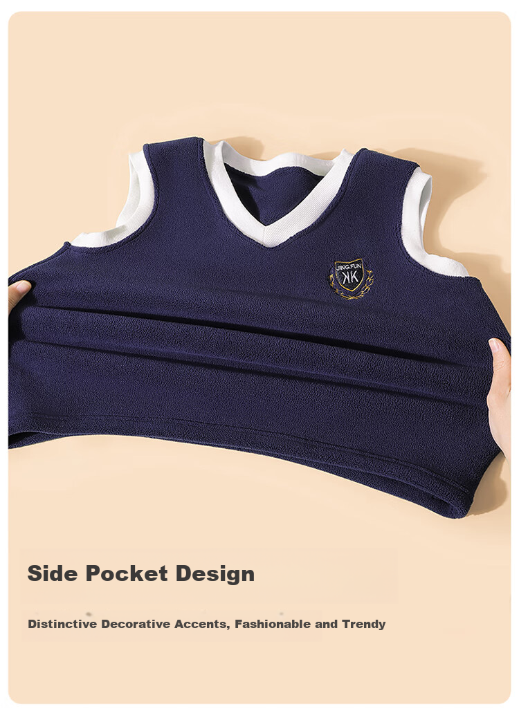 Bingxue Kapok Children's Warm Vest Autumn Winter Double-Sided Fleece Thickened Boys and Girls Base Layer Antibacterial Vest 7A 8