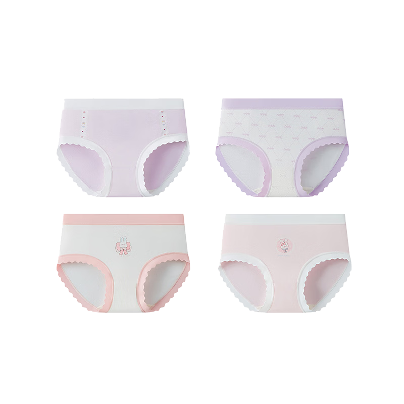 DEESHA 7A Antibacterial 4-Pack Girls' Underwear for Developing Girls, Middle and High School Students, Teen Triangle Panties, No Pinching