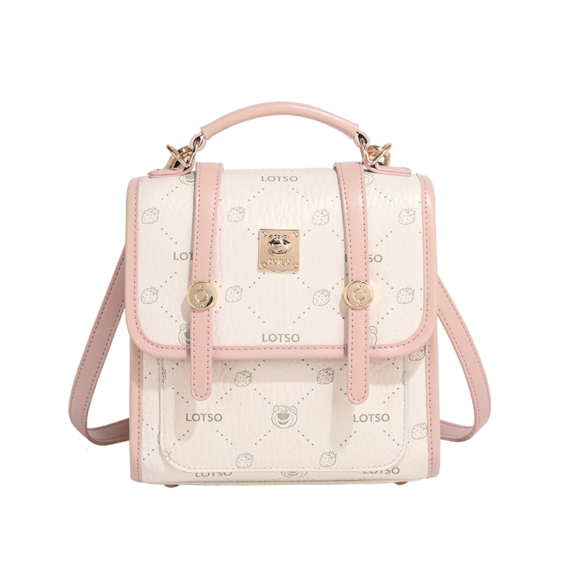 Disney & ORVE Joint Logo Single and Double Shoulder Convertible Crossbody Handheld Cambridge Bag Large Capacity Student Daily Commuting Pink