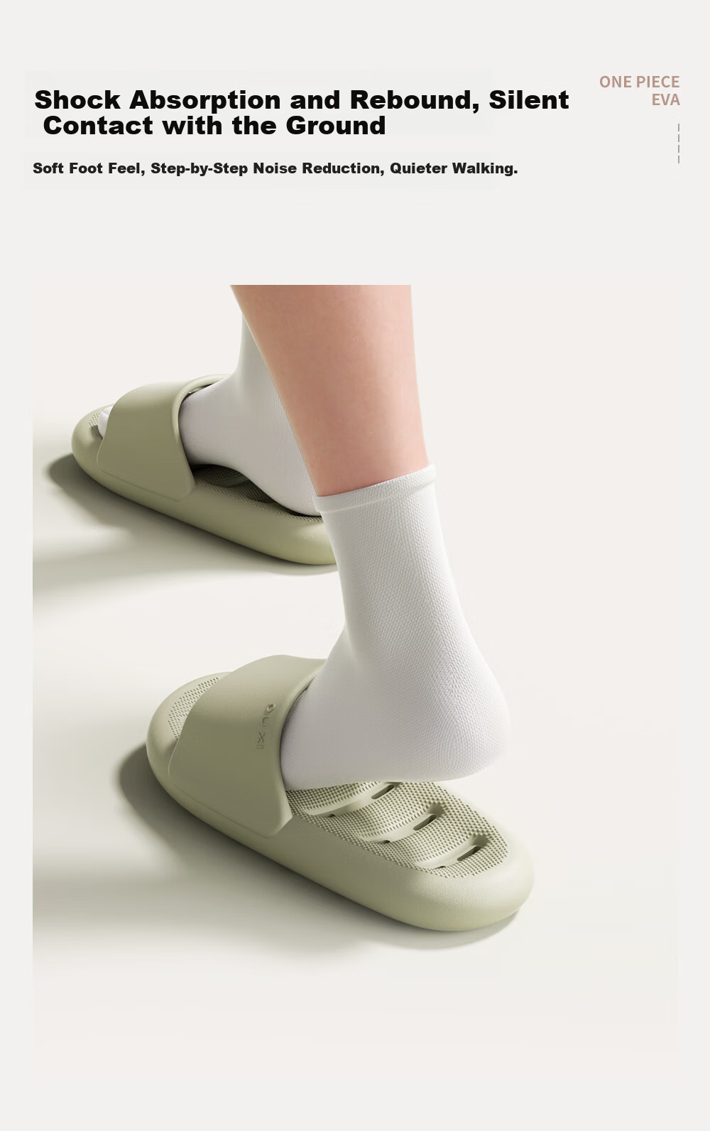Puxi Summer Bathroom Slippers Indoor Water-Draining EVA Non-Slip Shower Home Cloud White Size 38-39 7