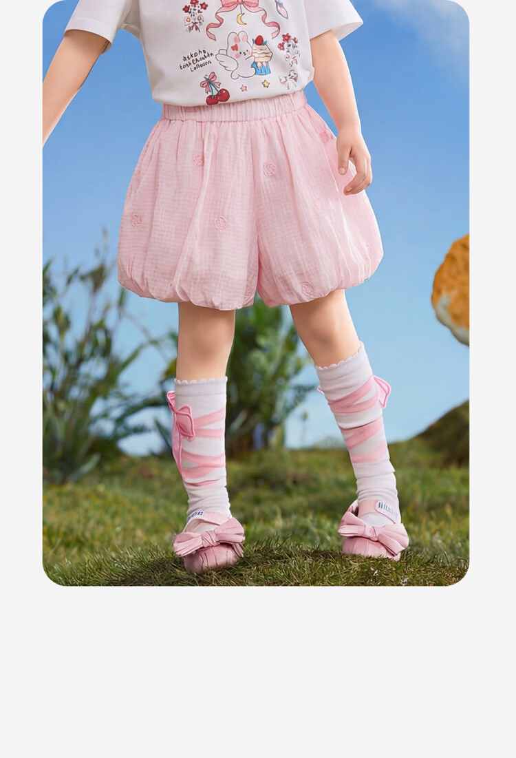 ASK JUNIOR Kids Pants 2026 Summer Toddler 3D Flower Bud Shorts Girls Sweet Cute Bowknot Casual Shorts 25