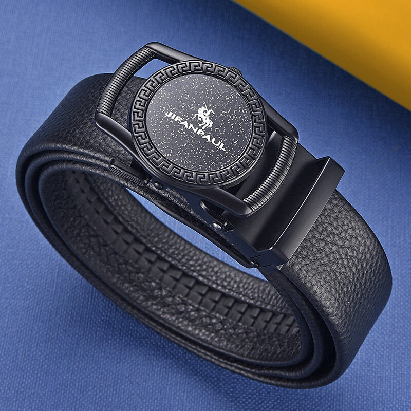 JIFANPAUL Men's Automatic Buckle Leather Belt Fashion Waistband Gift for Boyfriend and Dad Birthday New Trendy Style