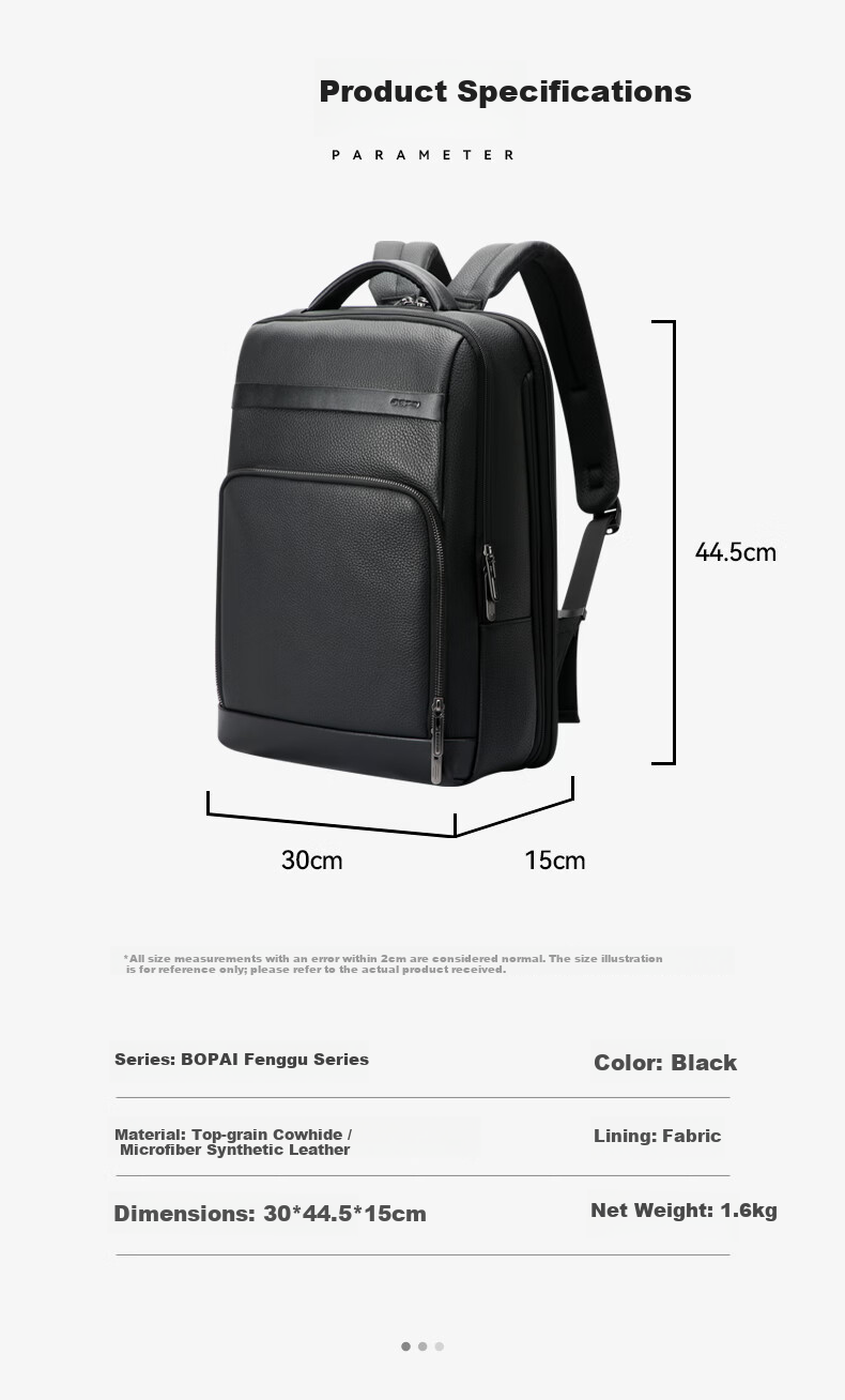 Bopai Genuine Leather Business Backpack for Men 16-inch Laptop Bag Travel Holiday Gift for Husband 7