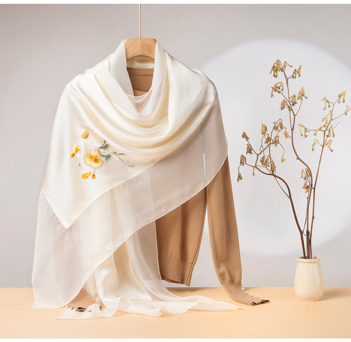 Zhijinlou 100% Mulberry Silk Scarf Non-Heritage Handmade Su Embroidery Genuine Silk Long Hangzhou Silk Shawl Birthday Gift 12